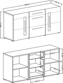 Komoda TULSA 2D3S 180 dąb