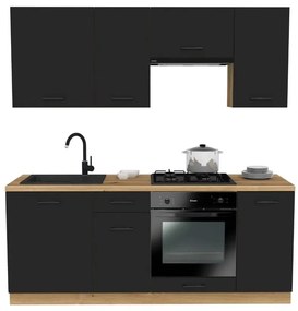 Komplet czarnych mebli kuchennych S6-E80