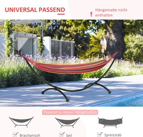 Nowoczesny Stojak na Hamak Outsunny do 305 cm, Metalowy, Czarny, z Antypoślizgowymi Stopami