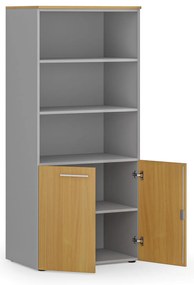 Szafa biurowa z drzwiami niskimi PRIMO GRAY, 800 x 500 x 1781 mm, szary/buk