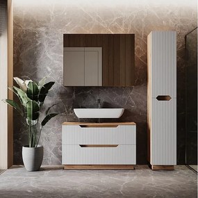 Zestaw mebli łazienkowych dąb/białe paski 99.4x32x62.5 lotta