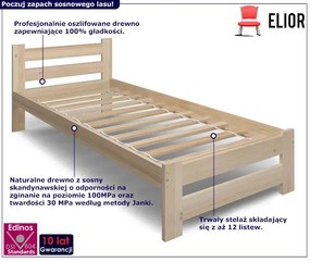 Drewniane łóżko jednoosobowe 80x200 - Zinos 3X