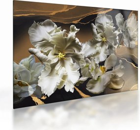 Obraz na szkle - Orchidea kwiaty na marmurowym tle (70x50 cm)
