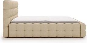 Emporius Parlas Bis łóżko 140x200 z pojemnikiem, łóżko tapicerowane do sypialni - gruba pianka, stelaż, tkanina boucle, beżowy (Anthology 3)