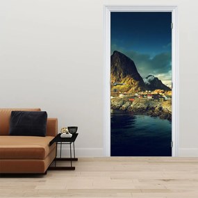 Fototapeta na drzwi - Wioska rybacka w Norwegii (95x205cm)