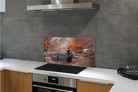 Szklany Panel Kobieta jesień góry