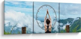 Obraz - Joga (z zegarem) (90x30 cm)