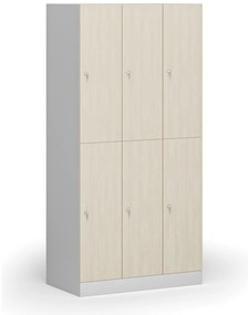 Szafka skrytkowa, 6 schowków, 1850 x 900 x 500 mm, demontaż, zamek cylindryczny, drzwi laminowane, brzoza