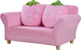 HOMCOM Sofa dziecięca fotel dziecięcy sofa kanapa dzieci pokój dziecięcy sofa dwuosobowa sofa z motywem truskawek