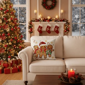 Świąteczna poszewka na poduszkę GINGERJOY 45x45 cm, beżowa