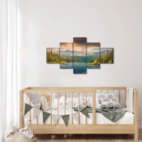 Obraz górskiej rzeki i gór (125x70 cm)