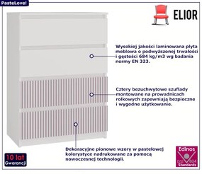 Komoda z 4 szufladami dla dziecka biały + różowy - Arsa 7X