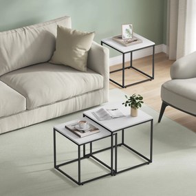 Zestaw 2 stolików kawowych QUADRO, biały