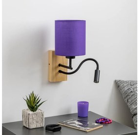 Brilagi - LED Kinkiet NUBILA WOOD 1xE27/25W/230V + LED/3W dąb/fioletowy