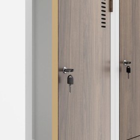 Szafa socjalna czterokomorowa Eco Design Julia, 80x45x185 cm, biały/orzech