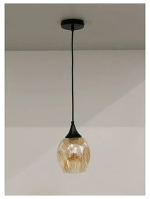 Czarna lampa wisząca ze szklanym kloszem ø 14 cm Aspa – Candellux Lighting