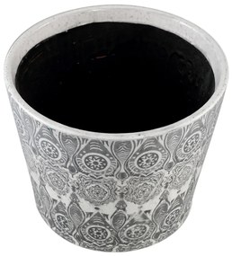 Okrągła ceramiczna doniczka BEIRE 14 cm, szaro-biała Wielkość: L