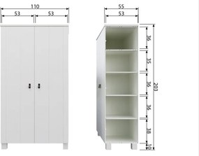 Biała szafa z litego drewna sosnowego 111x202 cm Ties – WOOOD