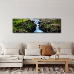 Obraz wodospadu między skałami (170x50 cm)