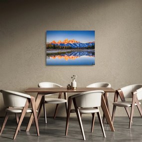 Obraz na szkle ośnieżonych szczytów górskich (70x50 cm)