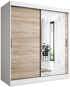Szafa przesuwna biel + dąb sonoma 180 cm T7-N69