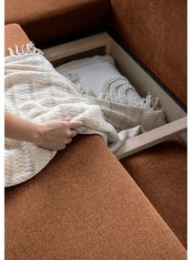 Ceglasta rozkładana sofa w kształcie litery "U" Miuform Scandic Lagom, lewostronna