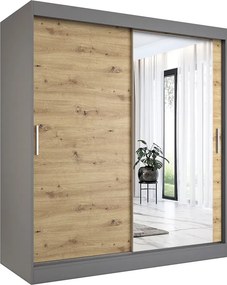 Szafa przesuwna antracyt + dąb artisan 180 cm T5-F11