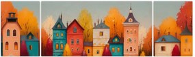Obraz - Jesienna wieś (170x50 cm)