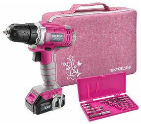 Extol 12V 1300 mAh wkrętarka akumulatorowa różowa