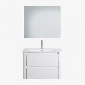 Zestaw Wiszących Mebli Łazienkowych Zintegrowany Z Umywalką Egerton Biała & Prostokątny - Sklum