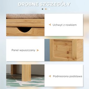 Szafka łazienkowa kleankin, 3 półki, 2 szuflady, bambus, 30 cm x 30 cm x 140 cm, naturalny | Aosom PL