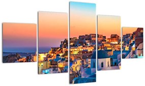 Obraz - Santorini o zmierzchu (125x70 cm)