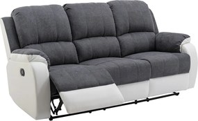 Kanapa 3-osobowa z funkcją relax z mikrofibry i ekoskóry Kolor szary i biały BRODY