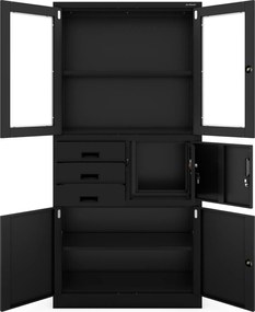 Biurowa szafa aktowa z sejfem Filip 90x40x185 cm, czarna