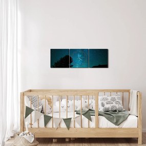 Obraz nocnego nieba z gwiazdami (z zegarem) (90x30 cm)