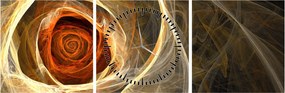 Obraz - Abstrakcyjne róże w ognistych kolorach (z zegarem) (90x30 cm)