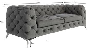 Szara aksamitna sofa 225 cm Chelsea – Ropez