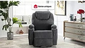 Fotel do masażu SILVANO z tkaniny – kolor szary