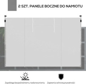 Outsunny Zasłony do Altany, Zestaw 2 szt., do altan ogrodowych 3x6m lub 3x3m, z oknami i drzwiami, Biały