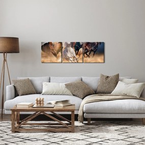 Obraz - Konie na pustyni (z zegarem) (90x30 cm)