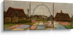 Obraz - Vincent van Gogh, Flower Beds in Holland, reprodukcje (z zegarem) (90x30 cm)
