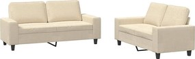 Komplet sof 2-częściowy w kremowej wygodnej i trwałej tkaninie
