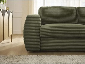 Zielona sztruksowa rozkładana sofa do spania 220 cm Hugo – Bobochic Paris