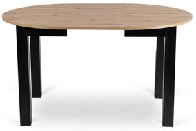 Zestaw Stół Okrągły Rozkładany HARRY 102-142 cm Dąb Artisan/Czarny i 4 Krzesła Tapicerowane BARI Czarne Nowoczesne