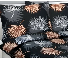 Bellatex Bawełniana pościel Palmowy liść czarny,140 x 200 cm, 70 x 90 cm