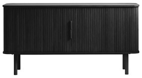 Czarna niska komoda w dekorze dębu z drzwiami przesuwnymi 76x160 cm Cavo – Unique Furniture