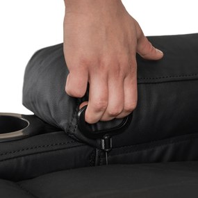 Fotel Masujący BOX Rozkładany Wypoczynkowy z Podnóżkiem Czarny Ekoskóra Nowoczesny