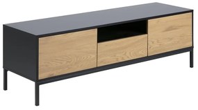 Czarno-naturalna szafka pod TV w dekorze dębu 140x45 cm Seaford – Actona