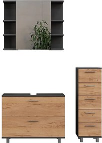 Zestaw mebli łazienkowych złoty dąb power/antracyt 80.2x33x60.8 ilias