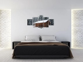 Obraz - Pokryta śniegiem chata (125x70 cm)
